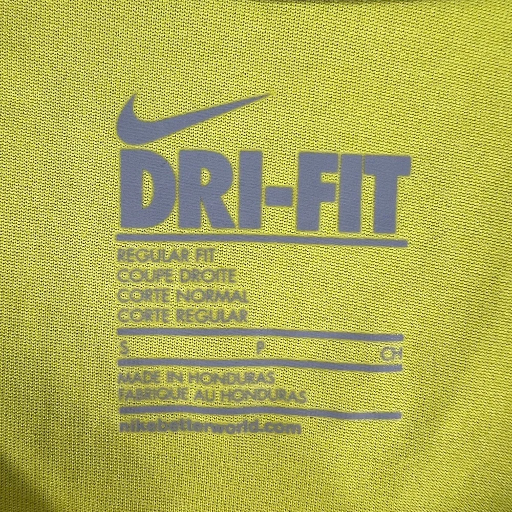 Nike Shirt Dri Fit Womens‎ Small Yellow Short Sleeve V Neck Regular Fit Gym Run